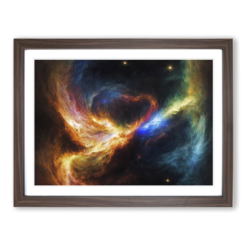 Futuristic Galaxy Vol.4 - Single Picture Frame Print, 34cm H x 46cm W x 2cm D, Walnut Framed