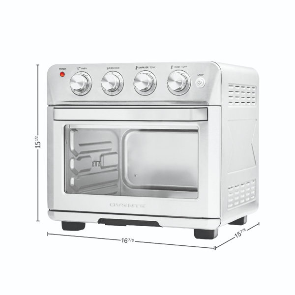 OVENTE Air Fryer Toaster Oven Combo,1700W Power & Free Accessories, New-  Silver OFM2025BR 