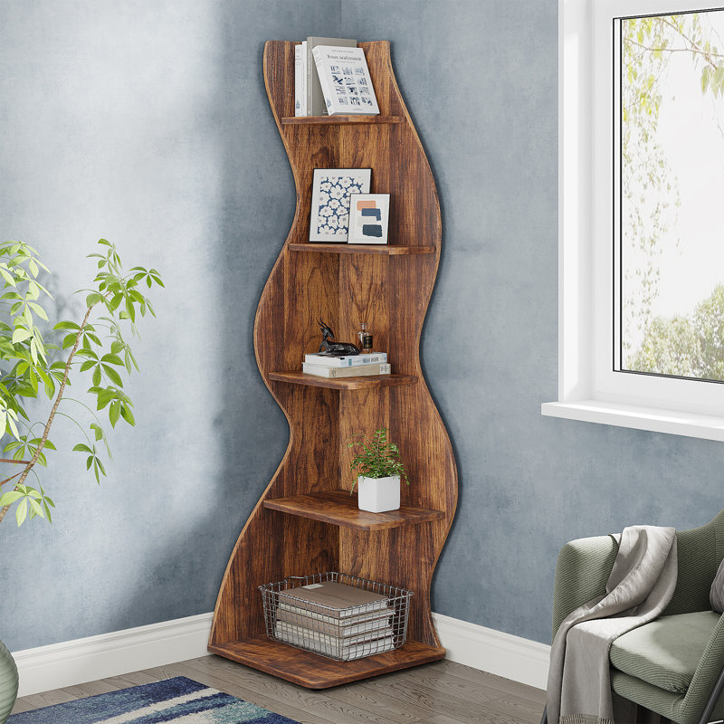 179cm H x 48cm W Corner Bookcase, Brown