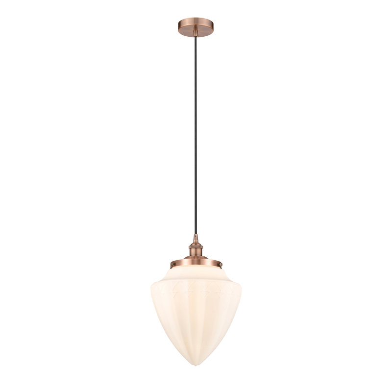 Myland 1 - Light Single Pendant, Antique Copper, Matte White, 17" H x 12" W x 12" D