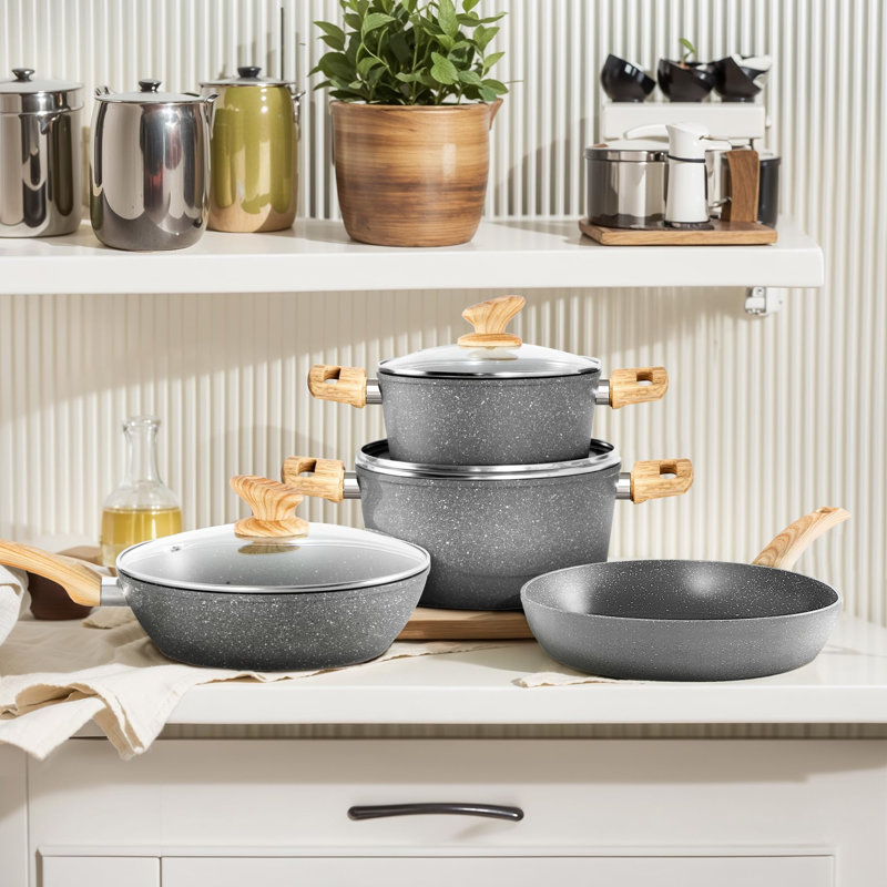 Non-Stick Aluminum Cookware Set, Grey