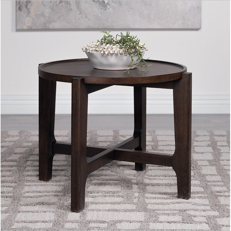 Round Solid Wood End Table