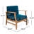 Blue Club Chair With Wood Construction, Weather Resistance In Blue, , Delightful Slat Panels-1236781319