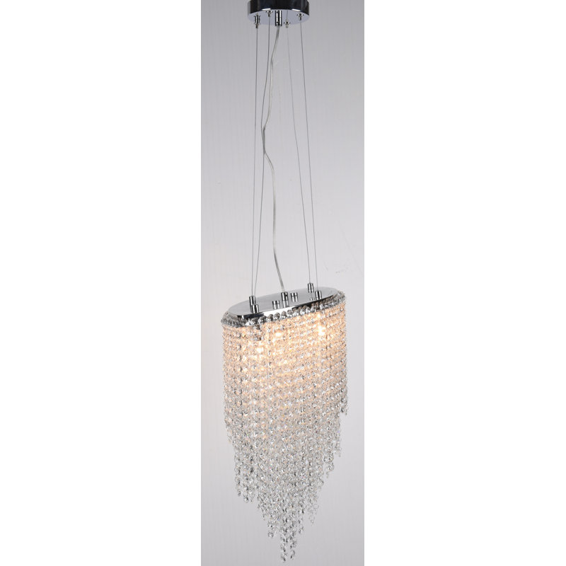 6-Light Chrome Chandelier With Clear Crystal Accents