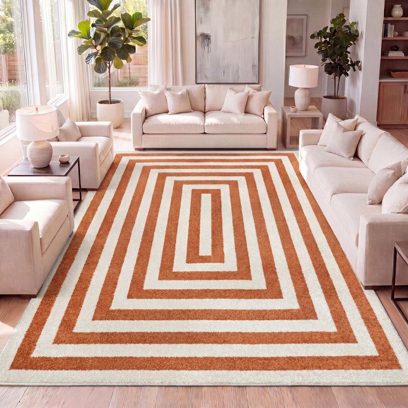 Tapis terre cuite / ivoire Isibeal, Rectangle 5 pi 3 po x 7 pi 7 po