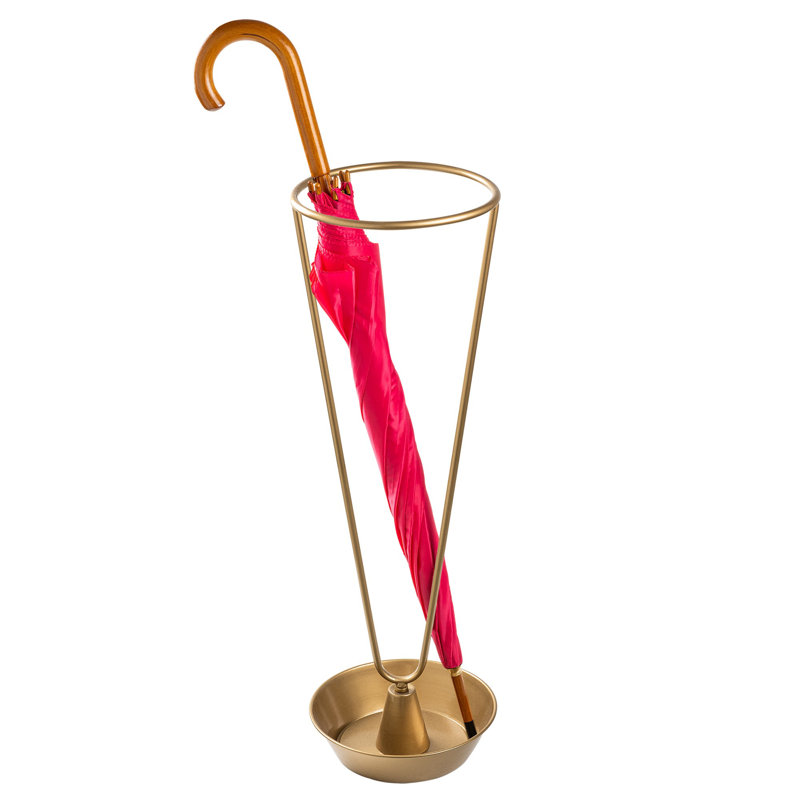 Elegant Gold Metal Umbrella Stand, 8.7 x 8.7 x 27.6 Inches | 100% Durable Metal Construction, Stylish Design | Perfect for Entryways & Hallways, Space-Saving & Functional Home Accessory