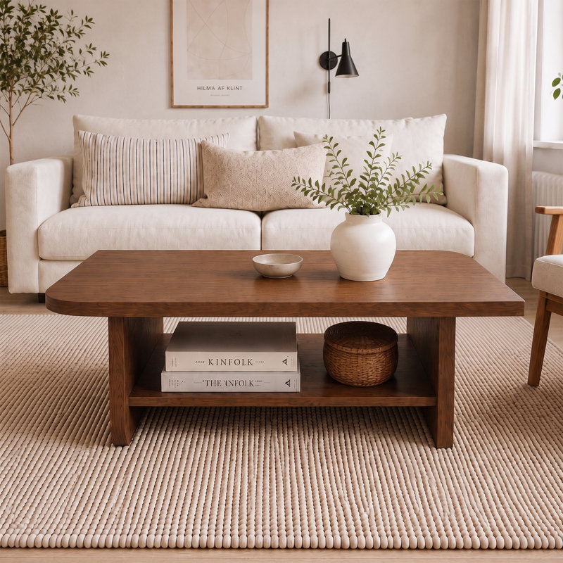Table basse à deux niveaux de 120 cm avec rangement
