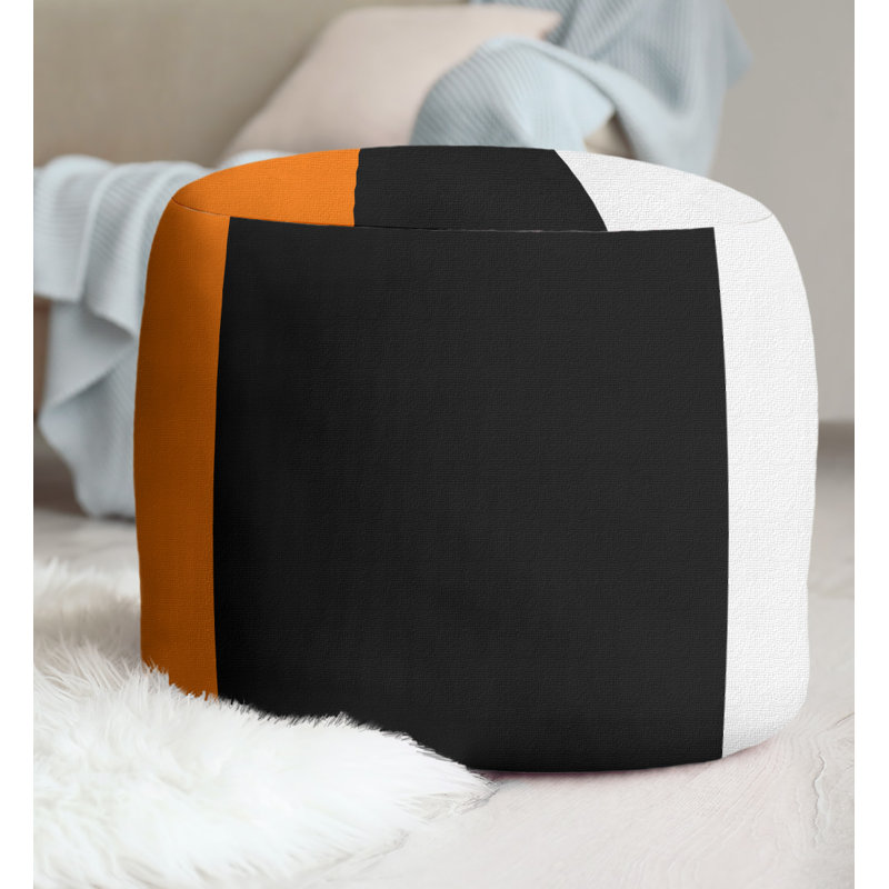 Repose-pieds cubique rond à rayures 20,5", Orange/Black/White