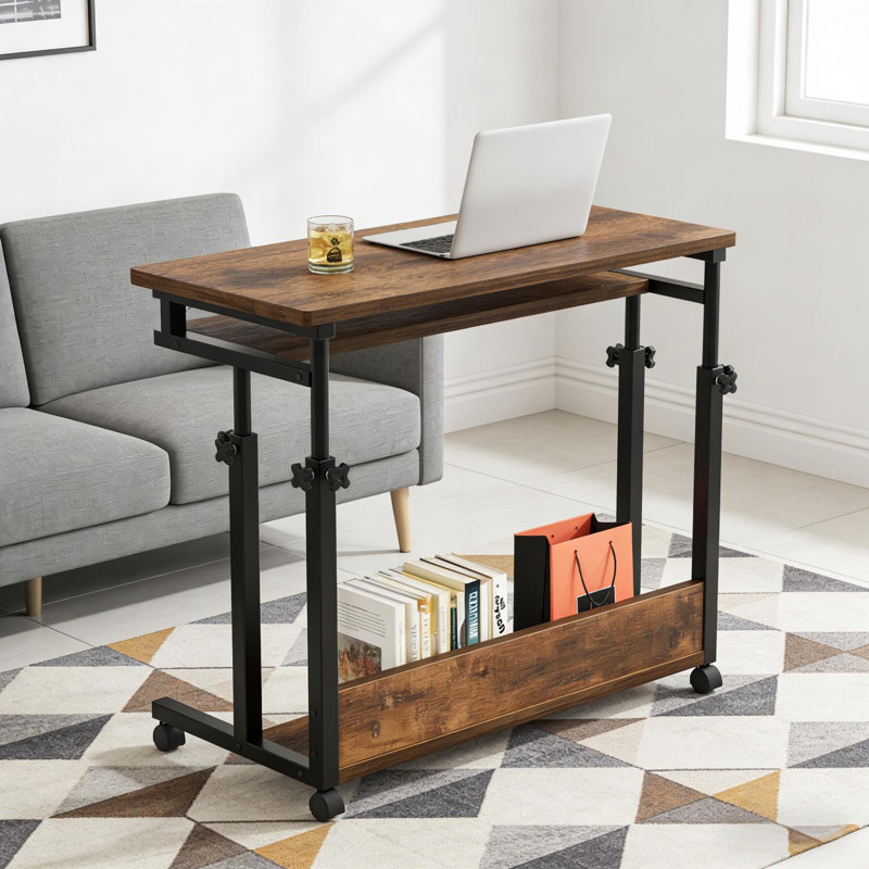 Adjustable Mobile Desks, Metal Build, Rustic Style, Home Office Solution
