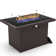 44" Propane Gas Fire Pit Table, 55000 Btu Rectangular Fire Pit With Glass Wind Guard For Outside Patio Deck Garden Backyard