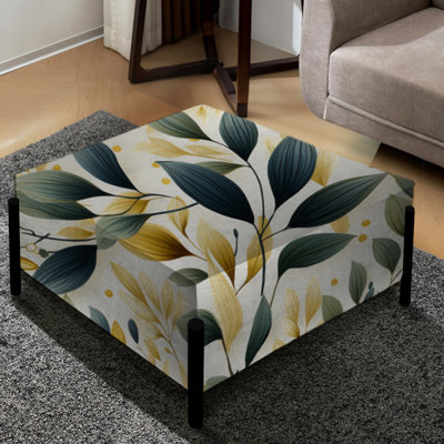 Grand repose-pieds carré Tranquil Leaves III - Plants