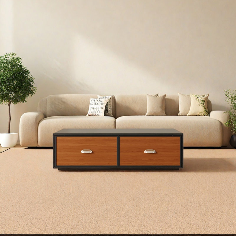 Wood Coffee Table with Closed Bottom, 13.78" H x 39.37" W x 15.75" D