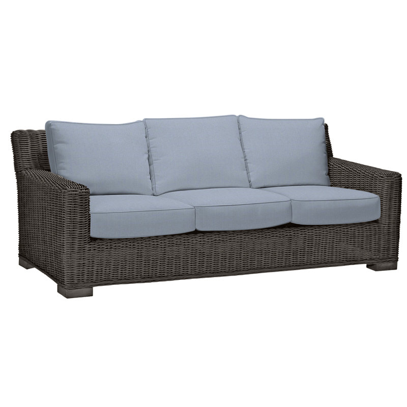 Canapé rustique tissé - Noyer noir, Welt, Sunbrella® ‑ Arbor Chambray colombe, Noir noyer