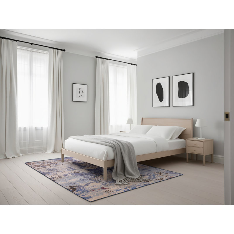 Tapis mauve / brun à motif abstrait Carmelia, Rectangle 5 pi x 7 pi
