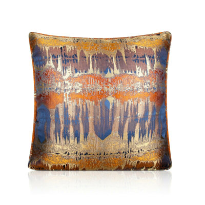 Alrun Abstract Marineblau/Golden Square Throw Cushion