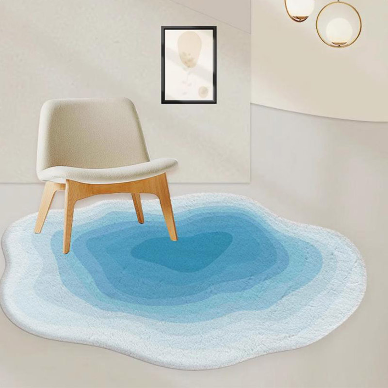 Modern Abstract Area Rug, Gradient Irregular Carpets For Living Room, Cloud Shape Bedside Rug, Non-slip Washable Large Area For Bedroom Entryway Dorm Kitchen, Blue
