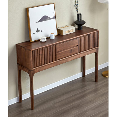 Brown Rectangular Solid Wood Console Table