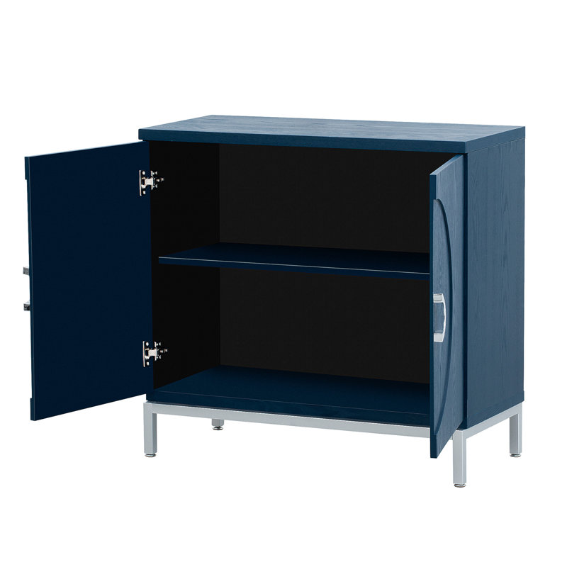 Donvan dining cabinet, storage credenza, sideboards and buffets with Solid Wood Veneer and Metal Leg Frame, Navy