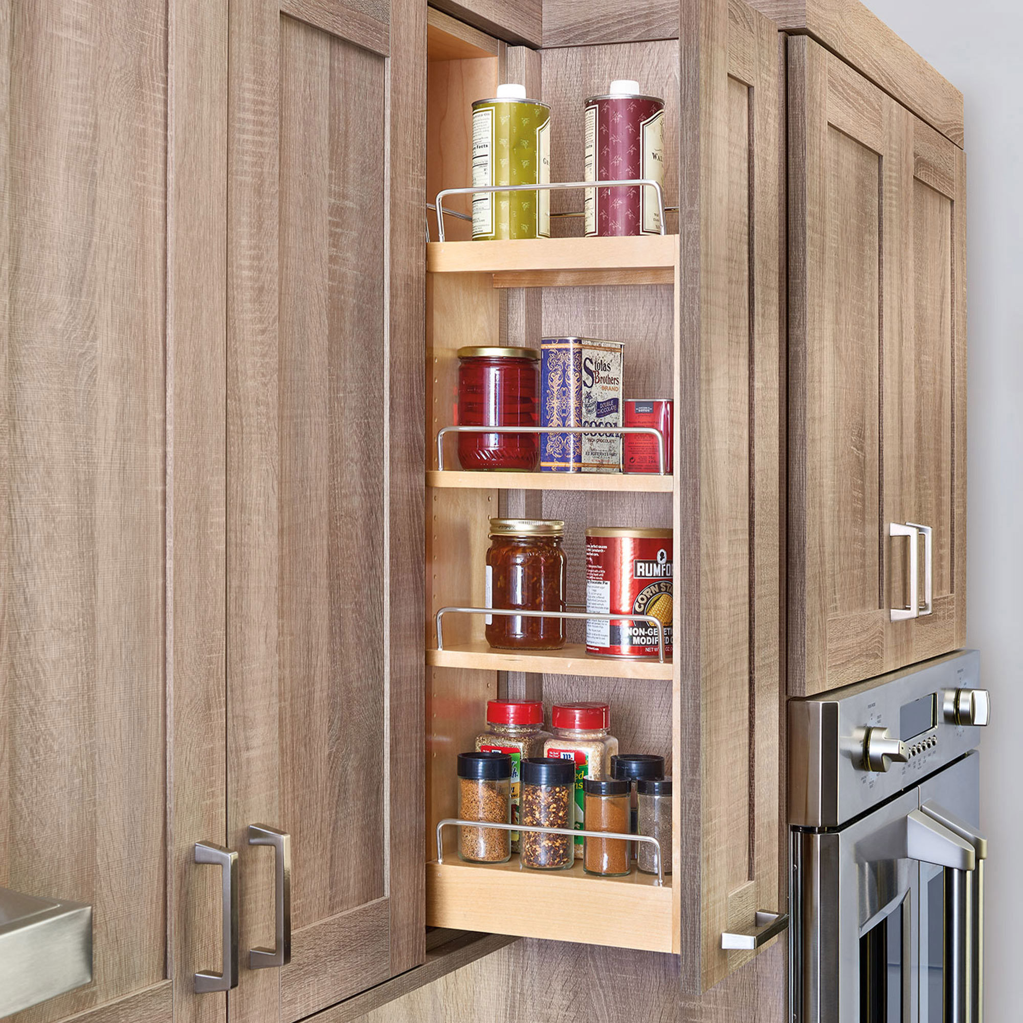 Rev-A-Shelf 448-BBSCWC-5C Pullout Soft Close Cabinet Storage Organizer, Wood