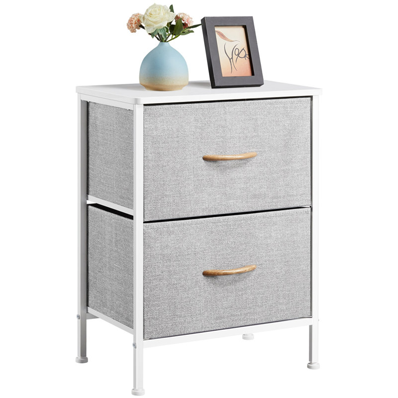 2 Drawer 45cm W Chest, Walnut/Light Grey/White