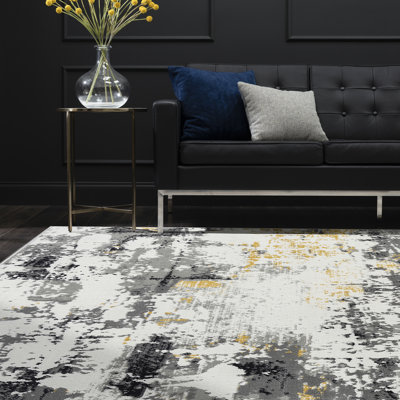Tapis abstrait gris / noir Moises