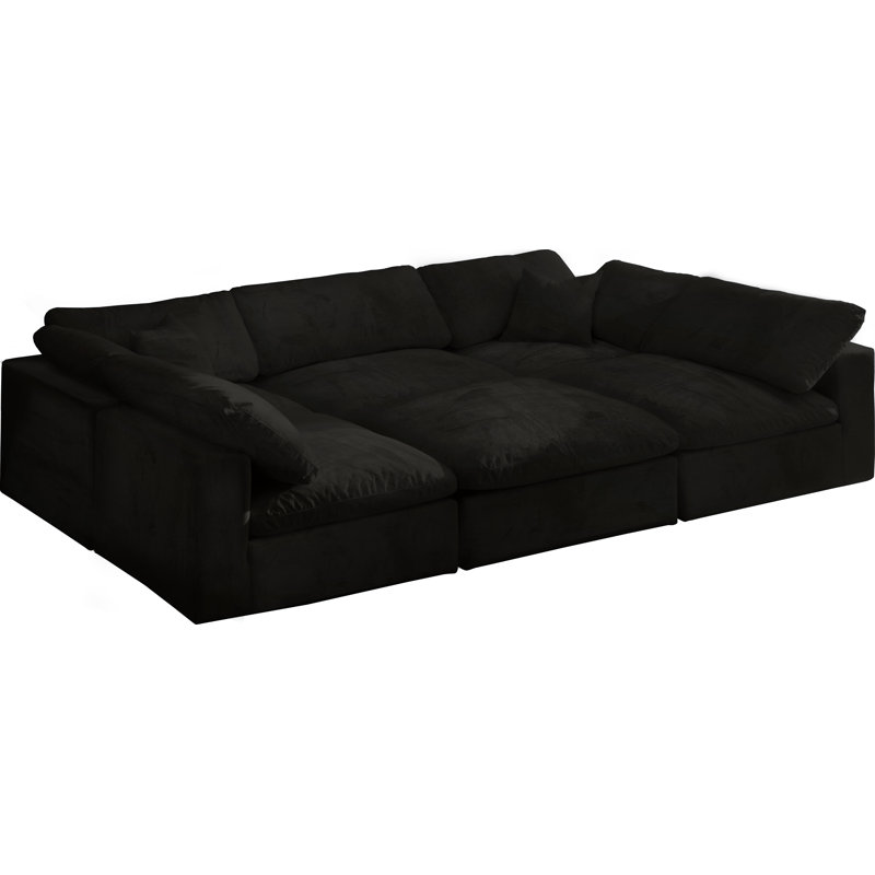 Canapé modulaire en velours réversible Cozy, Velours noir