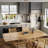 6-Light Kitchen Island Gold Linear Chandelier with Glass Shade