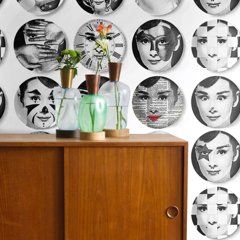 Decorative Plates Wallpaper, White