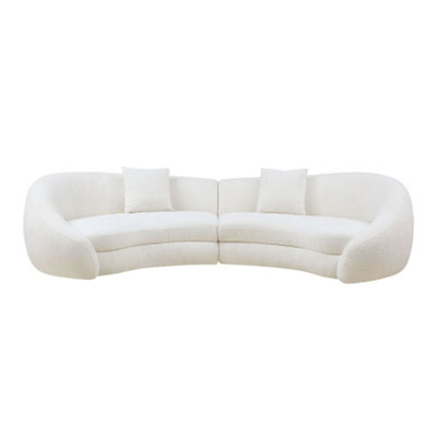 125.98" Modern White Curved Sofa with Elegant Love Heart Design for a Romantic Living Room