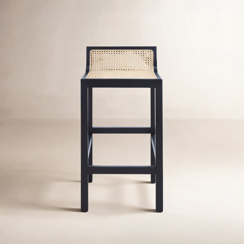 McCarthy Solid Wood Counter Stool, Black/Natural, Counter Stool(25.59” Seat Height)