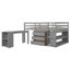 Lit mezzanine double bas avec cabinet, tablettes et bureau portatif à roulettes, lit multifonctionnel - gris-1815410203