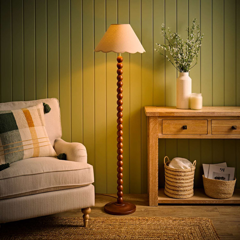 Helgomar 145cm Matte Traditional Floor Lamp, Brown, Cream/Beige