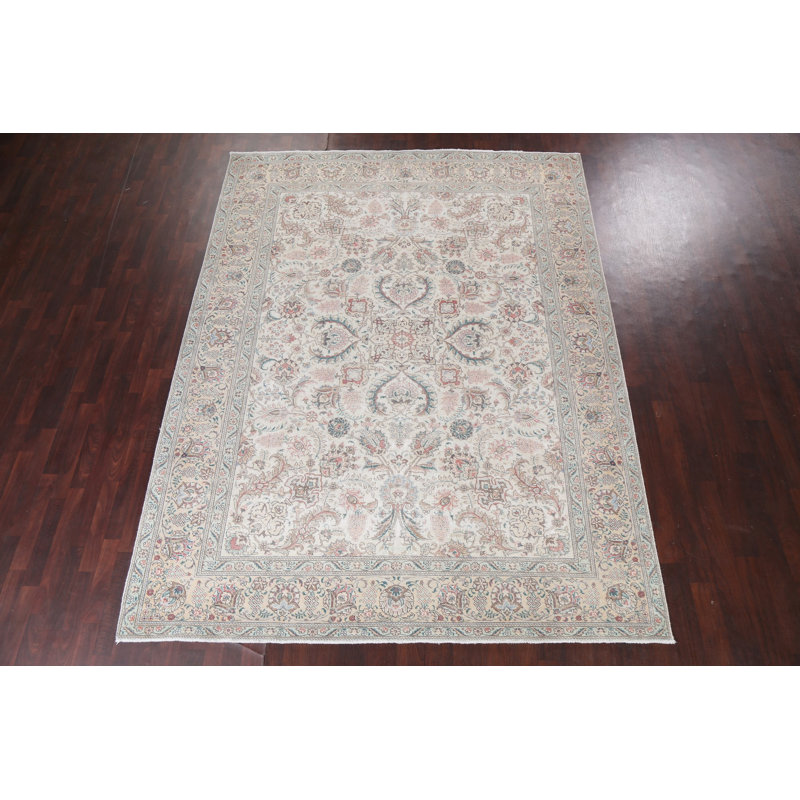 Tapis persan Mri Tabriz patiné délavé noué à la main 8 x 11