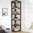70.87" Tall 6-Tier  Rustic Brown Corner Bookshelf Storage Shelf For Living Room & Office