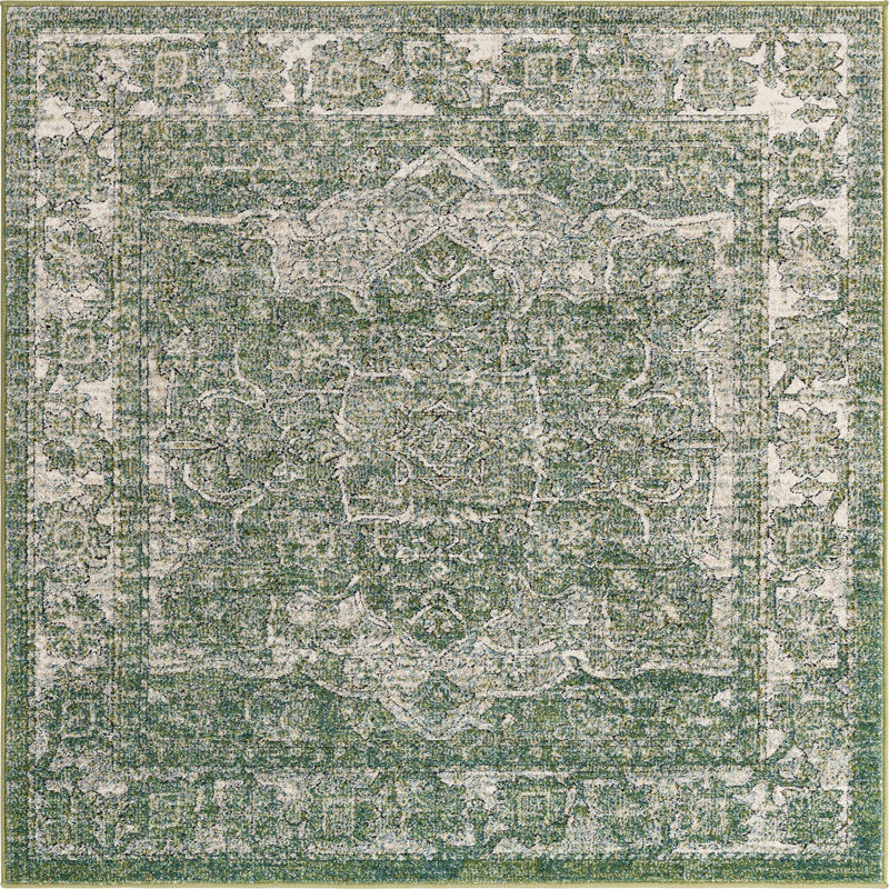 Tapis traditionnel Mekalah Moss Oriental, Carré 5 pi
