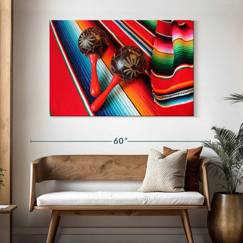 Abarca Mexican Maracas On Poncho, 32" H x 48" W
