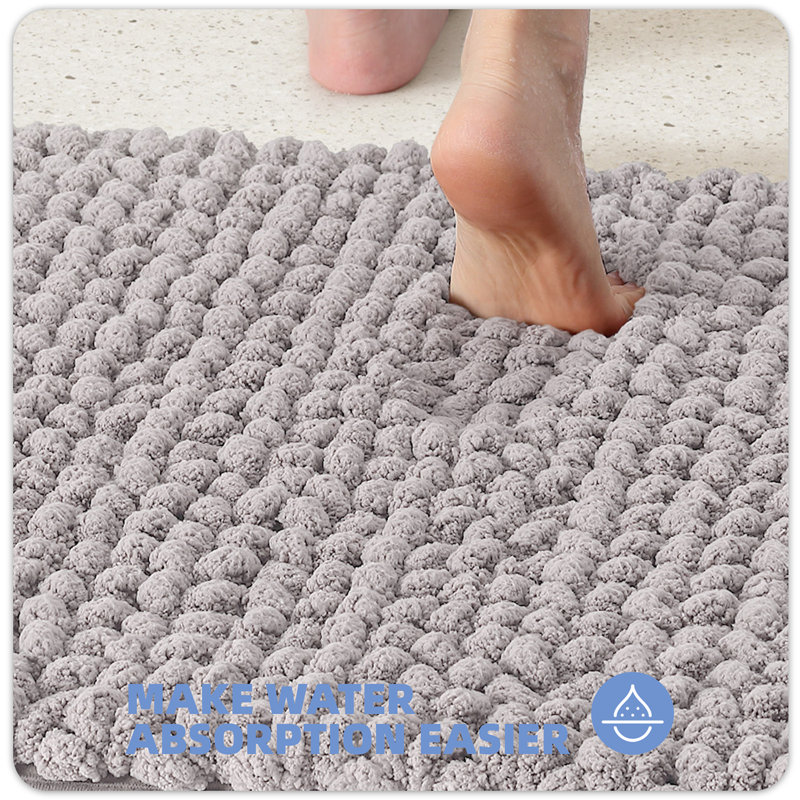 Droitwich Chenille Bath Rug, Light Gray, Single - 24" W x 59" L