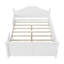 Lit double pour enfants, lit plateforme double en bois avec tête et pied de lit, blanc-1233267436-1233267443