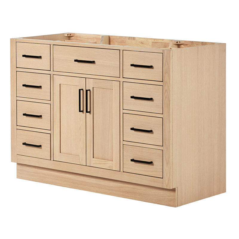 Osoria 48'' Solid Wood Single Bathroom Vanity Base Only, Base Cabinet without Top, Natural Oak