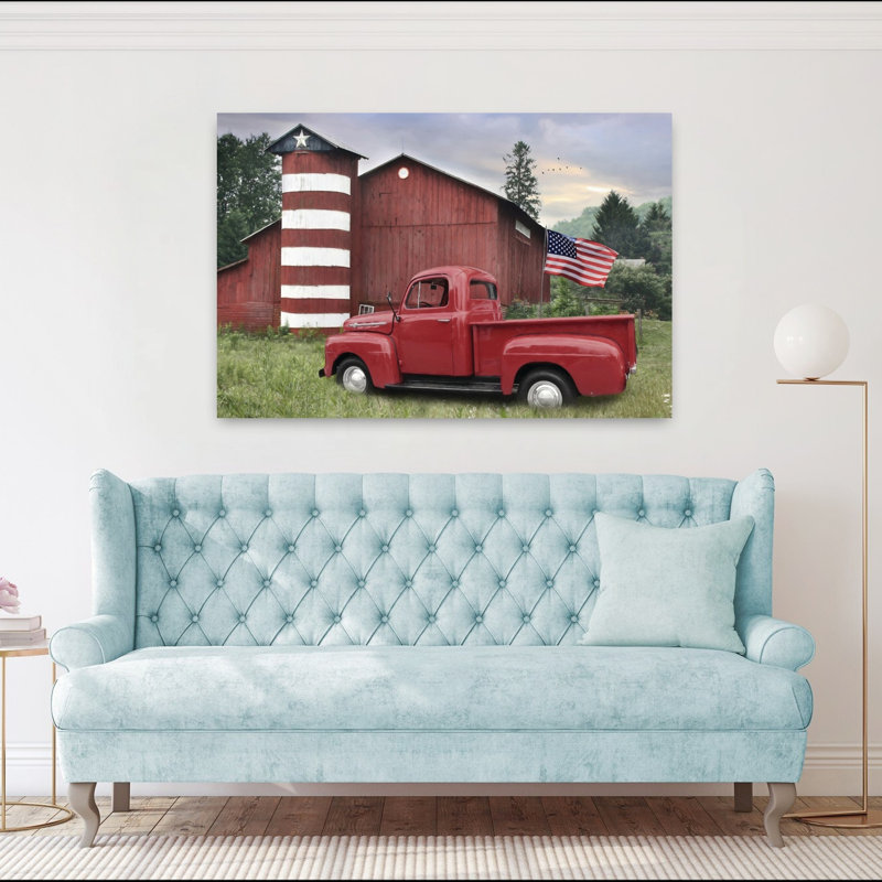 «Patriotic Farm Abstract Contemporary Landscape Art», H 40 po x l 60 po