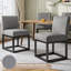  Chaises de salle à manger rembourrées en lin 19 po H avec structure en métal, gris-221938555