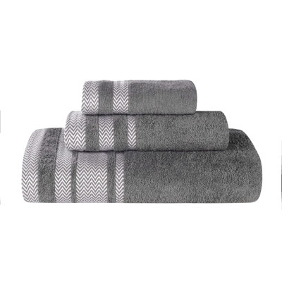 Bouse Hays Cotton Solid Plush Soft Absorbent Medium Weight 3 Piece Bathroom Towel Set