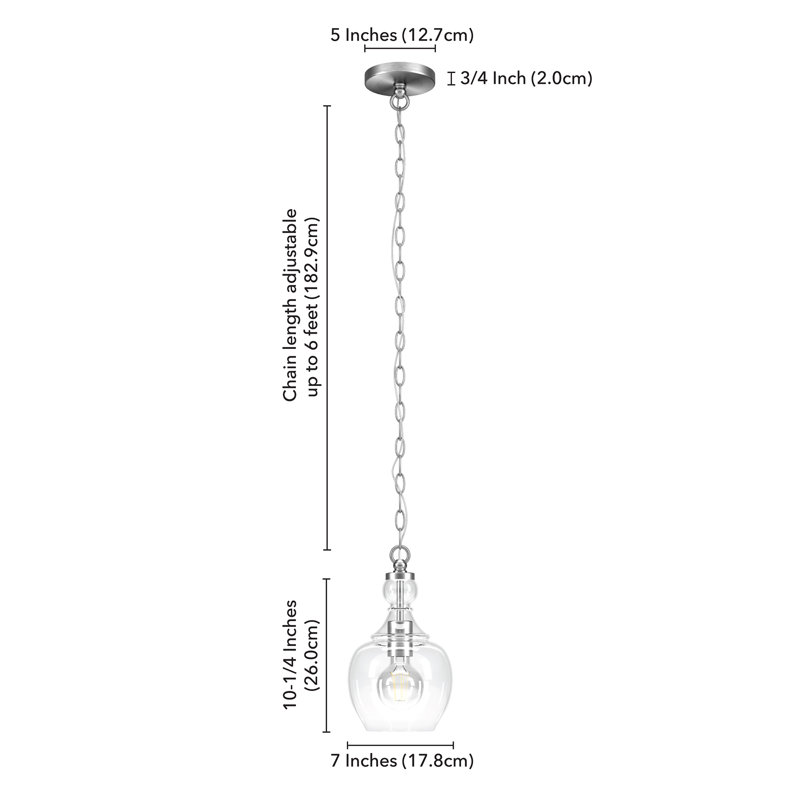 Verona 1 - Light Single Pendant, Clear, Brushed Nickel