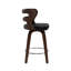 Tabouret de bar pivotant rembourré avec structure en bois Mundrae, pieds en bois d'hévéa-743875441