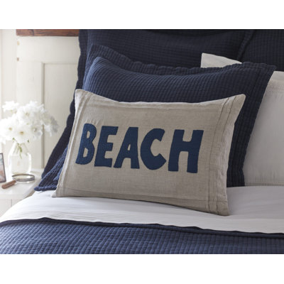 Beach Natural/Indigo Linen Lumbar Pillow