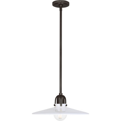 Stylish Deep Patina Pendant Light With White Frosted Glass Shade - Arial Collection Industrial Design