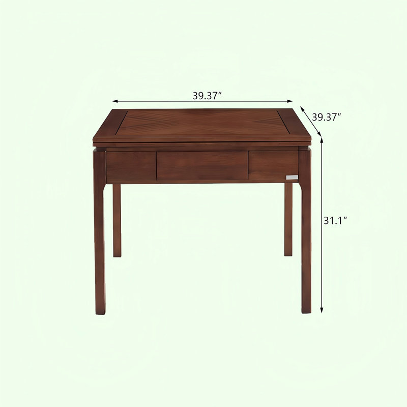 High-end Solid Wood Automatic Mahjong Table American Style Tiles, 31.10" H x 37.40" L x 37.40" W 