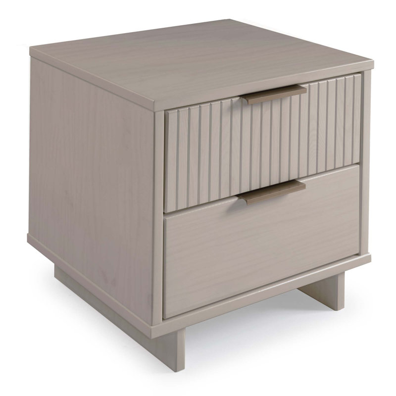 Table de chevet 2 tiroirs Granville, Gris clair