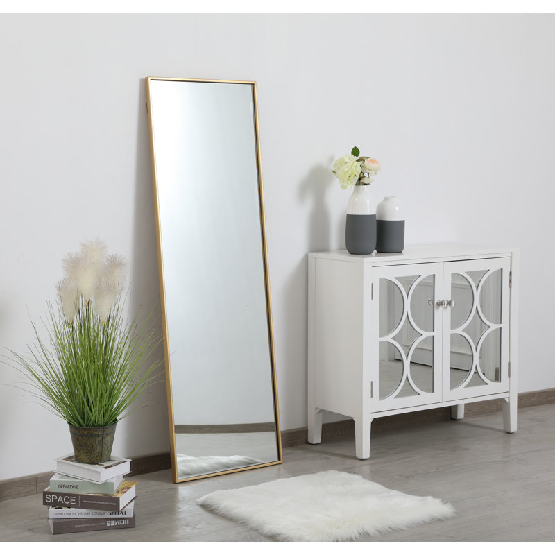 Sabine Metal Rectangle Wall Mirror, 60" x 20", Brass
