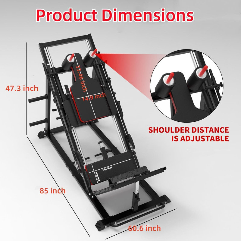 Presseur à jambes et machine combinée Hack Squat - réglable, capacité de 1500 lb, roulement linéaire pour la gymnastique à domicile (poids non inclus)